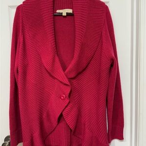 Vintage Motto Red Knit Ruffle Cardigan